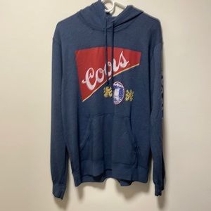Blue lucky brand Coors vintage hooded sweatshirt. Size large